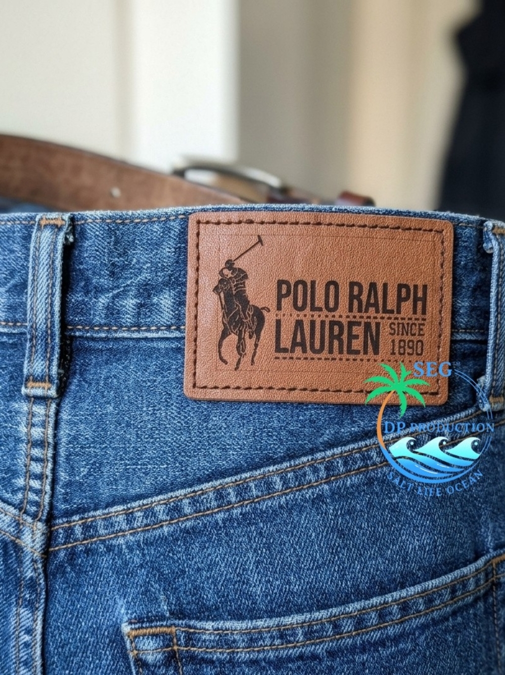 Polo by Ralph Lauren Men’s Blue Denim Jeans Leather Patch